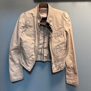 Free People Y2K Cream Khaki Utility Button Down Button Jacket Size 6